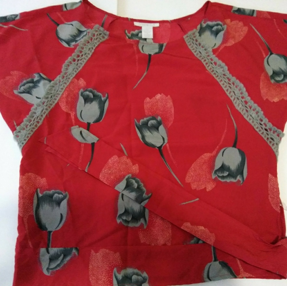 Red Floral Blouse
